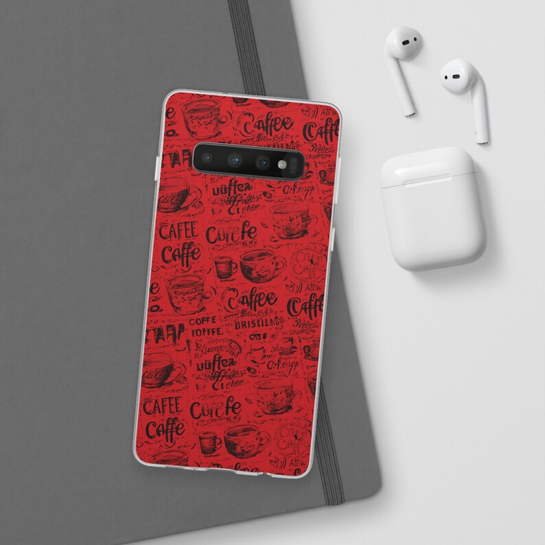 Cute Flexi Samsung Phone Cases, Red Black Coffee Galaxy S23 Phone Case