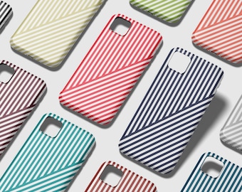 Custom Personalized Tough Phone Case - Aesthetic Stripes - For iPhone 17 Pro Max iPhone 16 Pro iPhone 15 Iphone 14 Iphone 13 Plus 13 12 11