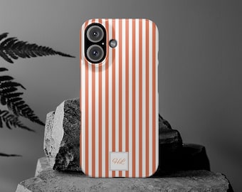 Slim Custom Personalized Winter Peach Striped Phone Case for Iphone 17 - | iPhone 16 Pro Max Case | iPhone 15 Case Iphone 14 13 12 11 10 9 8