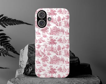 Slim Pink Vintage French Toile Cute Phone Cases for Iphone 16 Pro Max | iPhone 15 Case | iPhone 15 Pro Max Case, Iphone 14, Iphone 14 Pro