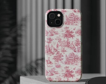 French Pink Toile Magsafe Cute Phone Case for Iphone Gift for Her, iPhone 16 Case | iPhone 15 Pro Max Case, Iphone 14, Iphone 14 Pro Max,