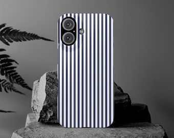 Slim Navy Blue Striped Cute Phone Case for Iphone 16 - | iPhone 15 Pro Max Case | iPhone 14 Case Iphone 13 12 11 10 9 8 7 XS X Gift for Her