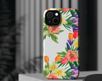Spring Flowers Magsafe Cute Phone Case for Iphone Gift for Her, iPhone 16 Case iPhone 15 Pro Max Case, Iphone 14, Iphone 14 Pro Max, 13, 12