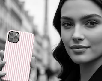 Tough Premium Sweet Pink Stripes Phone Case Gift for Her - For Apple iPhone 16 Pro Max 16e iPhone 15 Pro iPhone Iphone 14 Plus 13 Pro 12 SE