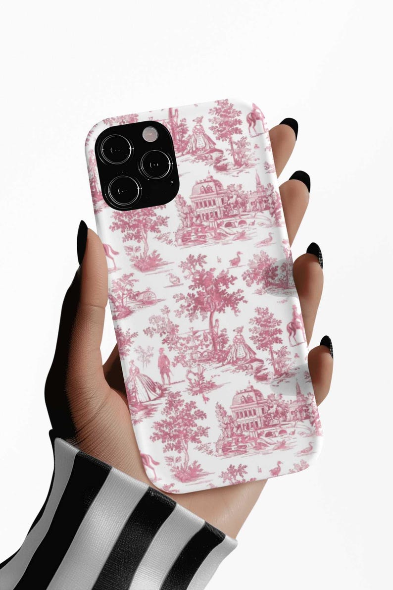 French Pink Toile Magsafe Cute Phone Case for Iphone Gift for Her, iPhone 16 Case | iPhone 15 Pro Max Case, Iphone 14, Iphone 14 Pro Max, Iphone 13, Iphone 12 - Studio40ParkLane