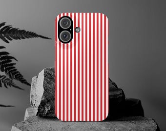 Slim Full Red Striped Cute Phone Case for Iphone 16 - | iPhone 15 Pro Max Case | iPhone 14 Case Iphone 13 12 11 10 9 8 7 XS X Gift for Her