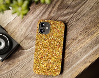 Slim Non-Glitter Gold Play on Glitter Effect Cute Phone Cases for Iphone 16 Pro Max | iPhone 15 Case | iPhone 15 Pro Max Case, Iphone 14,