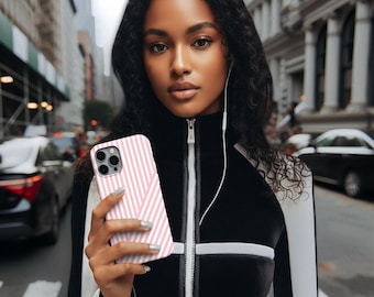 Aesthetic Sweet Pink Stripes Cute Phone Case Sleek Snap - For iPhone 17 Pro Max iPhone 16 Pro iPhone 15 Iphone 14 Plus 13 Pro 12 11 10 Gift
