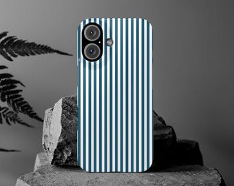 Slim Teal Blue Striped Cute Phone Case for Iphone 16 - | iPhone 15 Pro Max Case | iPhone 14 Case Iphone 13 12 11 10 9 8 7 X XS Gift for Her