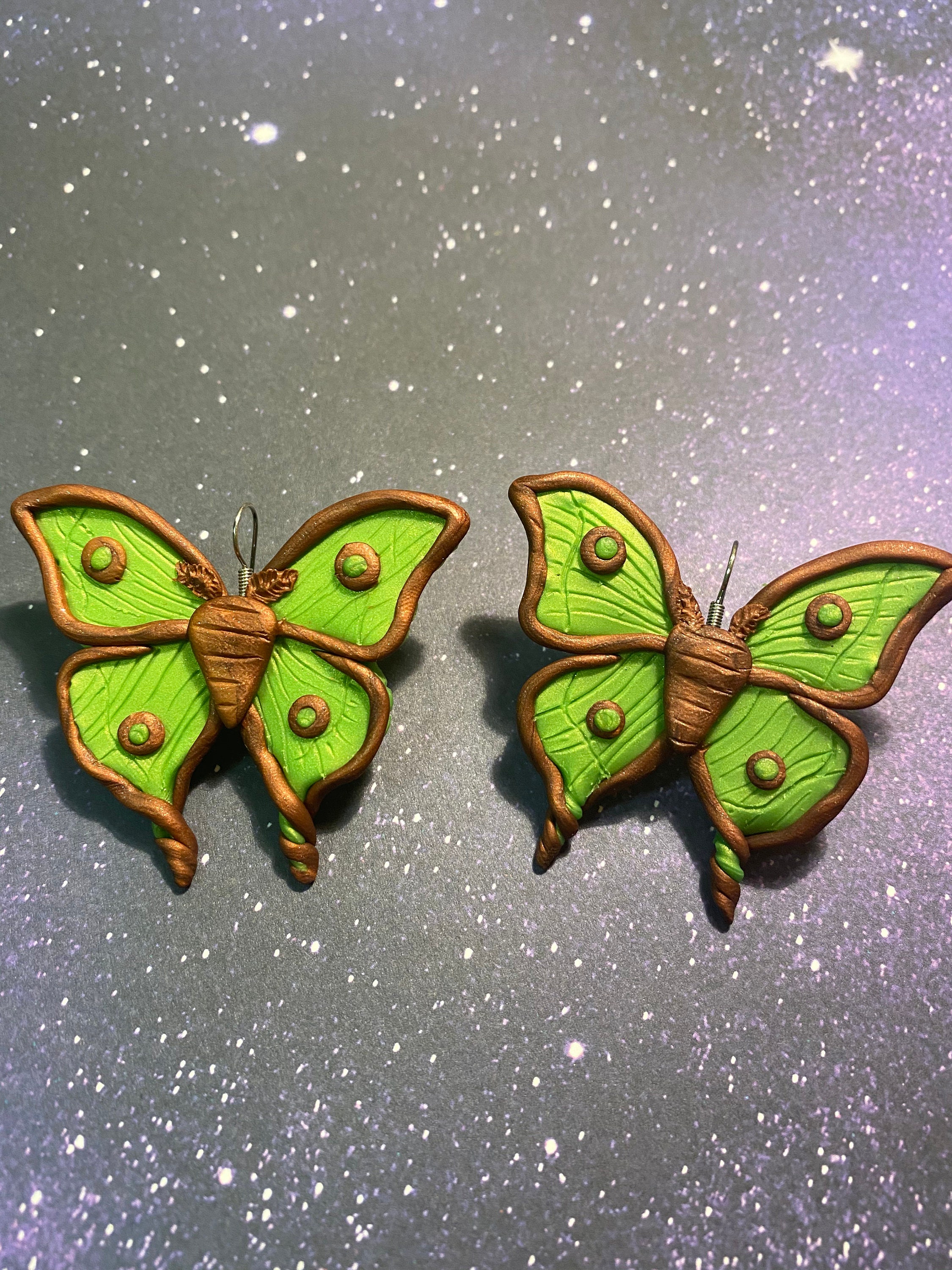 Luna moth polymer clay earringz Etsy