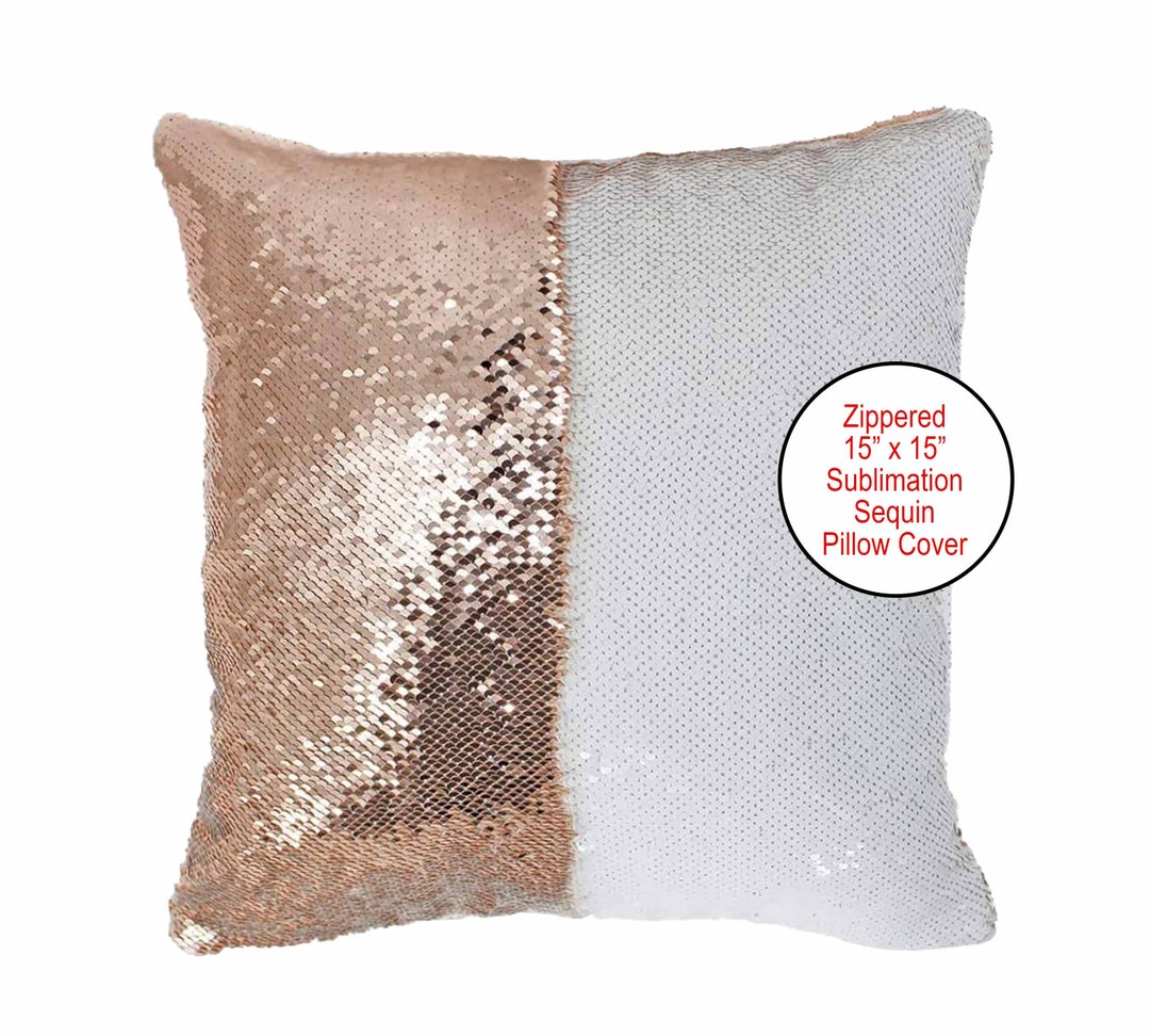 Rose Gold Sequin Pillow Cover Sublimation Blank DIY Etsy