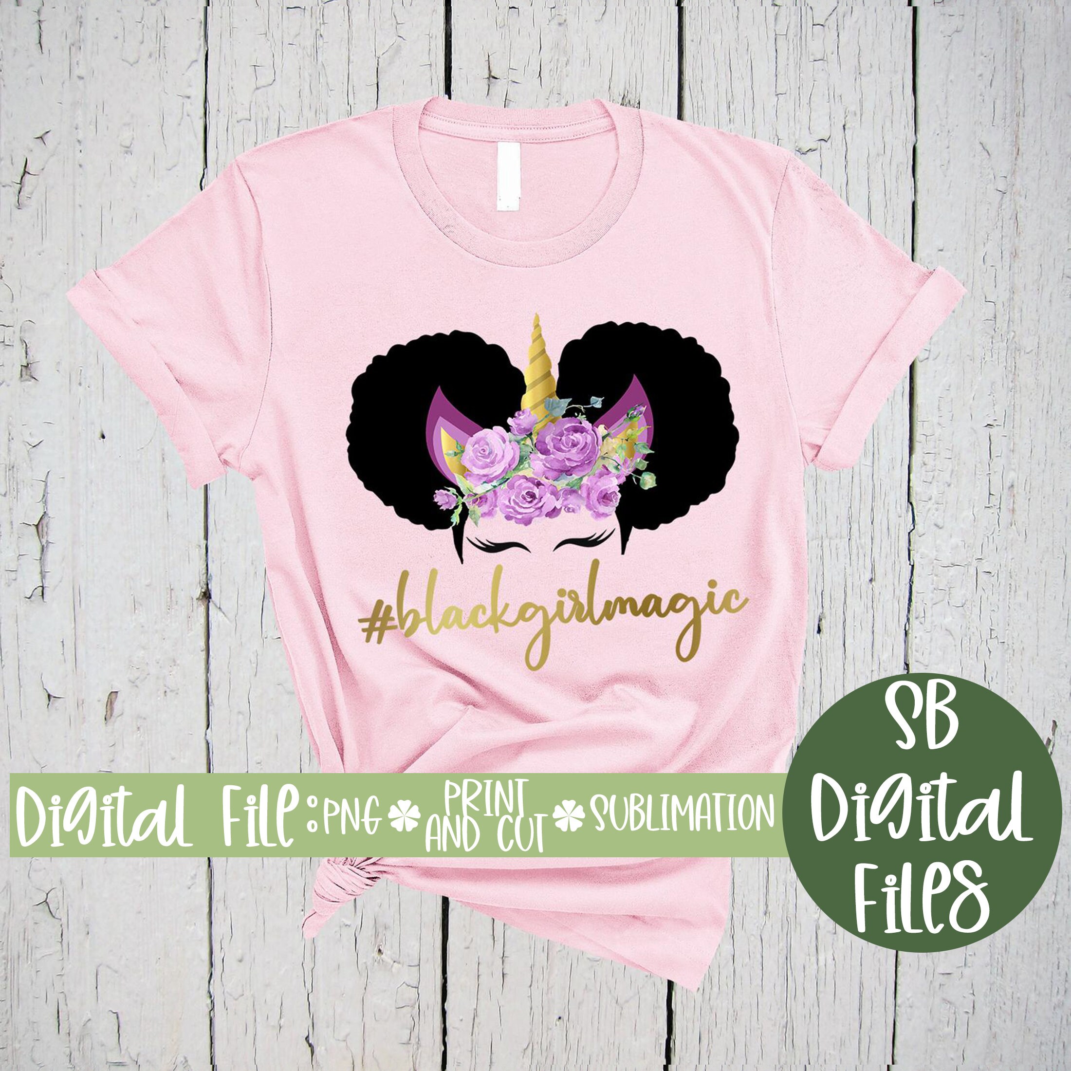 Black Girl Magic Unicorn PNG Afro Girl Digital File Black Etsy