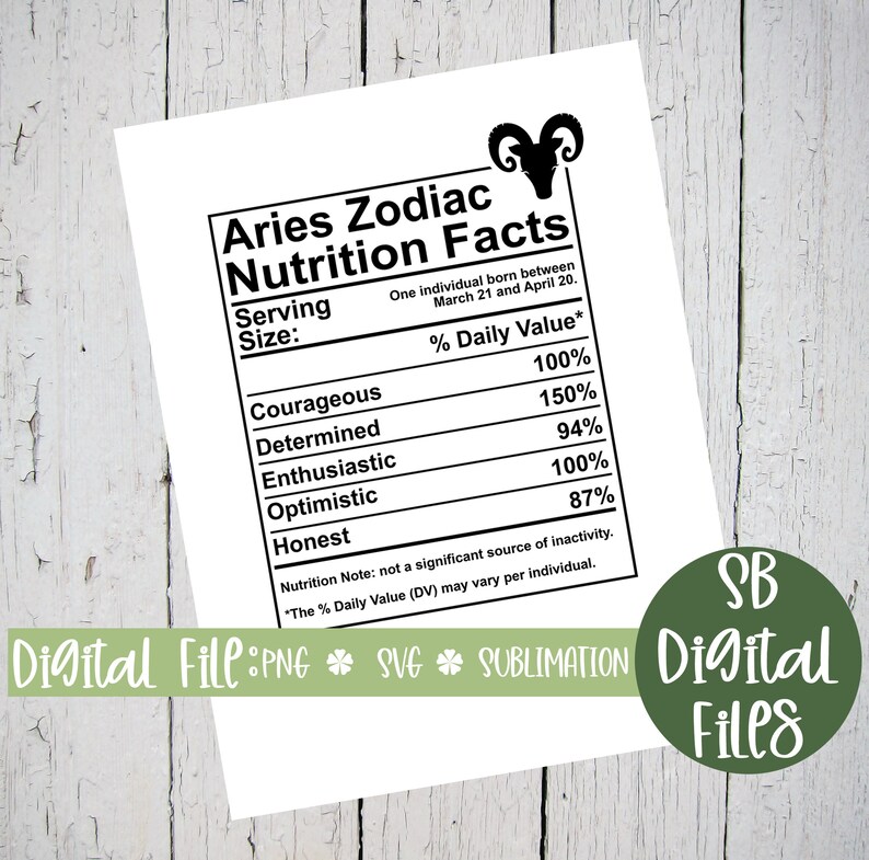 Download Aries Nutrition Facts Svg Zodiac Birthday Gift Zodiac ...