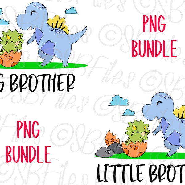 Big Brother Little Brother Dinosaur PNG, Bundle Png, Baby Reveal, Print Cut, Cricut Silhouette, Digital Download, Pregnancy Announcement