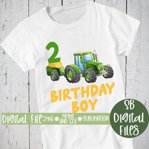 2nd Birthday Shirt, Png for Sublimation, Farm Birthday Shirt, Green Tractor, Png Files for Tshirts, Png Design, Sublimation Designs Download