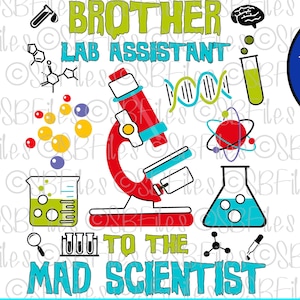 Brother Lab Assistant to Mad Scientist PNG, aniversário da família, Cricut Explore, imprimir e cortar, download digital, impressão por sublimação, arquivo PNG