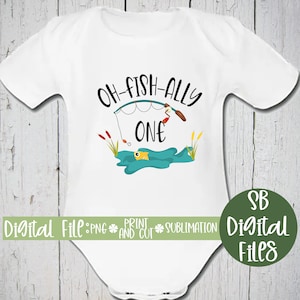 Oh Fish Ally One PNG, 1 ano, Cricut Imprimir e depois cortar, Download instantâneo, Festa de pesca, Sublimação PNG, 1º aniversário, Um ano de idade