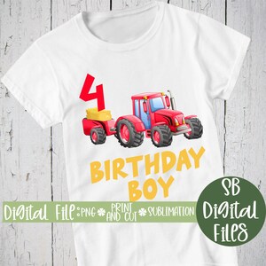 4th Birthday Shirt, Png for Sublimation, Farm Birthday Shirt, Red Tractor, Png Files for Tshirts, Png Designs, Sublimation Designs Downloads