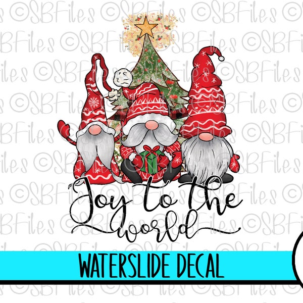 Holiday Gnomes Water Slide Decal, Ceramic Decal, Nordic Gnome Christmas Decoration, Christmas Tree Cup Decal, Tumbler Decal Waterslide Image