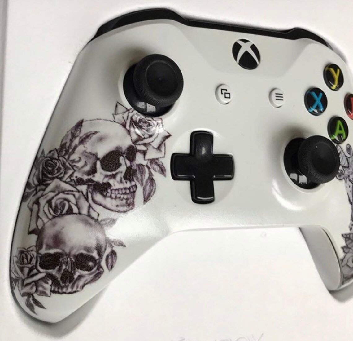 Custom Xbox one wireless controller skull and rose tattoo Etsy