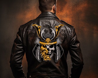 Archivo de bordado Samurai Warrior Skull Symbol escudo de armas parche insignia para motorista Diseño de máquina Patch Jacket Formato de sudadera: DST. PSE