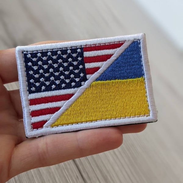 Flag Symbol of Ukraine and USA of arms Flag Embroidery File  for baseball caps sweatshirts Patch format: DST. PES.