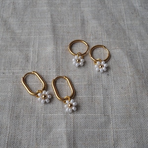 Flower Miyuki Earrings | yellow, gold, elegant, stainless steel, handmade, gift idea, stud earrings, creole, daisy
