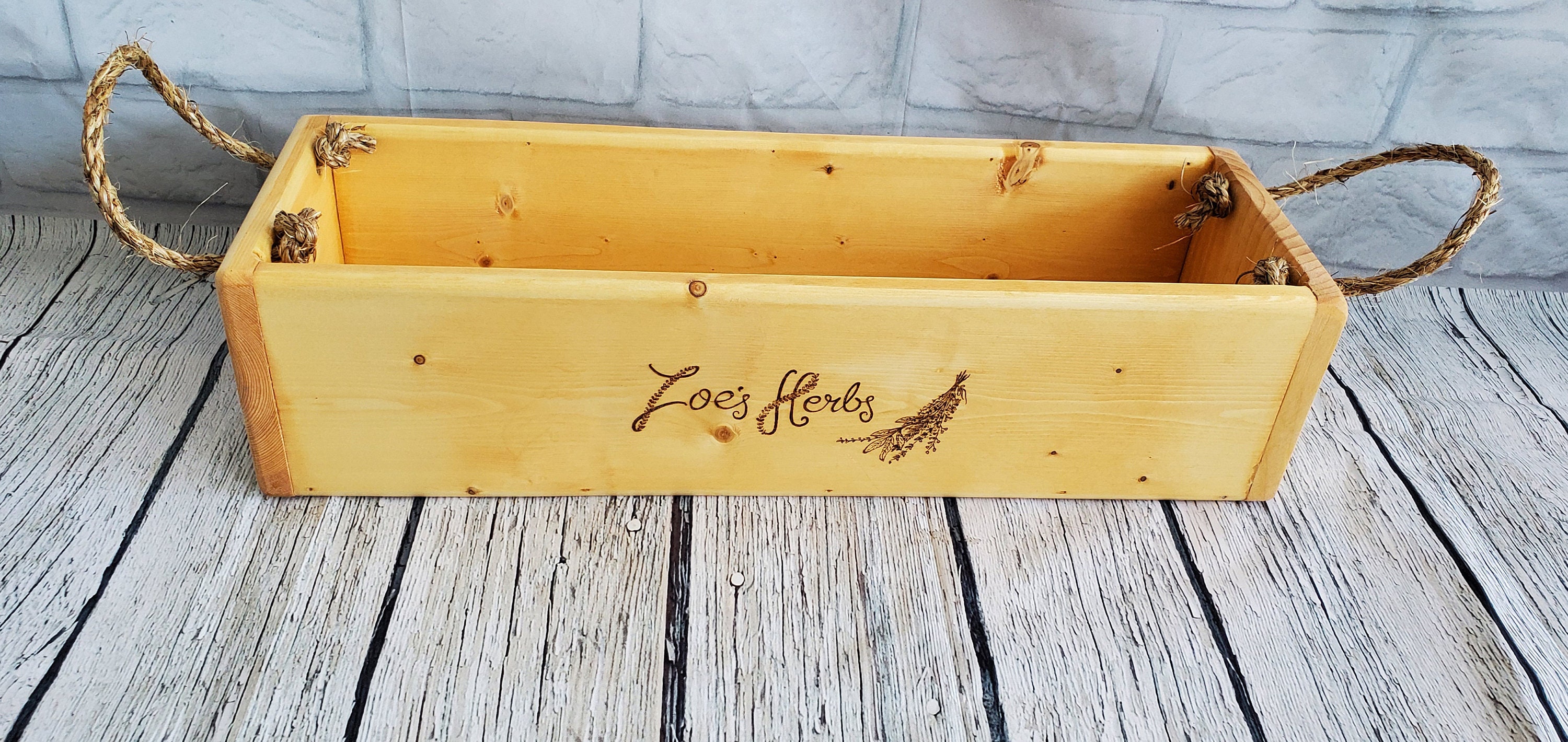 Personalized herb box wooden hand made customized wood Etsy