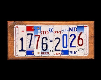 1776-2026 American History License Plate Sign: Rustic Patriotic Décor