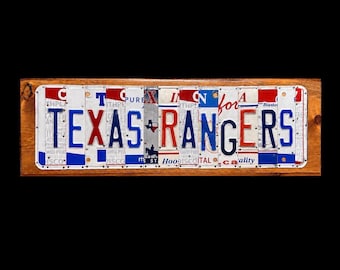 Texas Rangers License Plate Sign – Rustic Wall Decor
