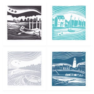 Suffolk Coast Series - Mini Lino Prints | Walberswick | Woodbridge | Aldeburgh | Southwold