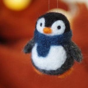 Handmade Needle Felted Penguin | MADE TO ORDER | Christmas Ornament Decoration