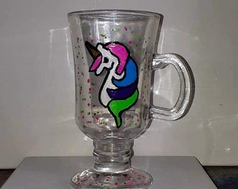 Unicorn painted glass