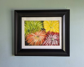 Firework flowers original dry pastel 11x17