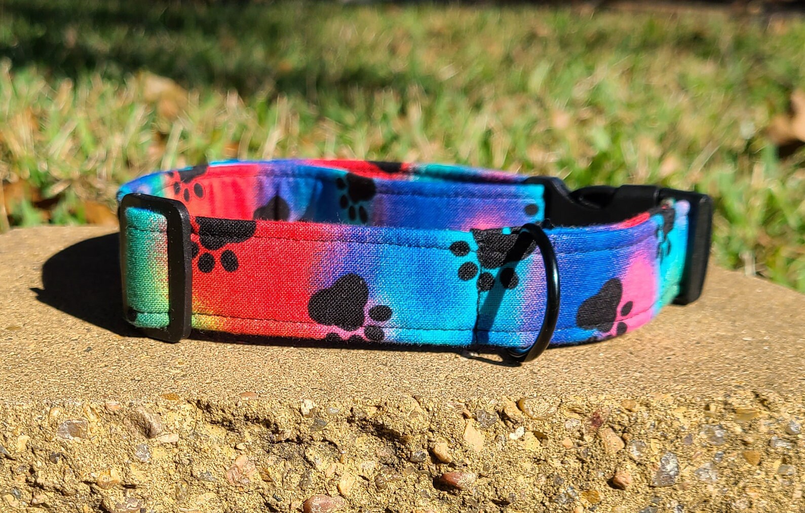 Tie Dye Dog Collar Paw Print Dog Collar Martingale Collar Etsy