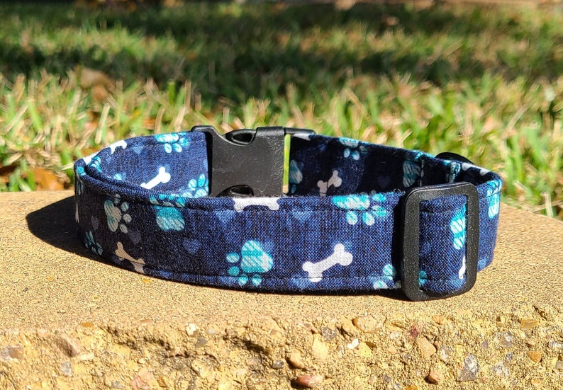Blue Paw Prints & Bones Dog Collar Martingale Collar Buckle Etsy