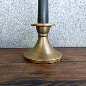 Vintage Brass Candle Holder, Antique GILDE Chamberstick, Brutalist Minimalist Taper Candleholder, Mid-century Decoration, Vintage Gift, 60s