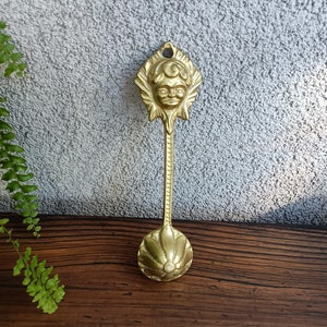 Vintage Brass Candle Snuffer, Antique Candle Flame Extinguisher, Candle Accessory, Ornate Metal Snuffer with Sun Face, Home Decor
