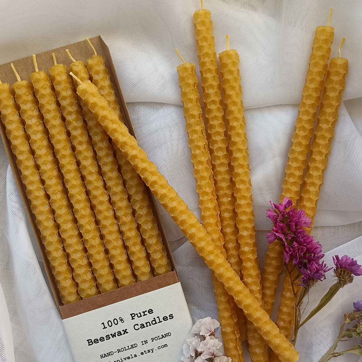 100% Pure Taper Beeswax Candles, Tall & Thin Hand-rolled Beeswax Candles, Silm Honeycomb Candles, 20cmx1cm Candles, Non-toxic Candles - Etsy