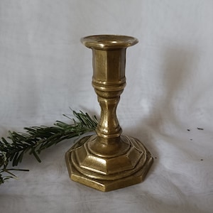 Vintage Brass Candle Holder, Antique NIJHOF Holland Candlestick, Minimalistic Chamberstick, Simple Taper Candle Holder