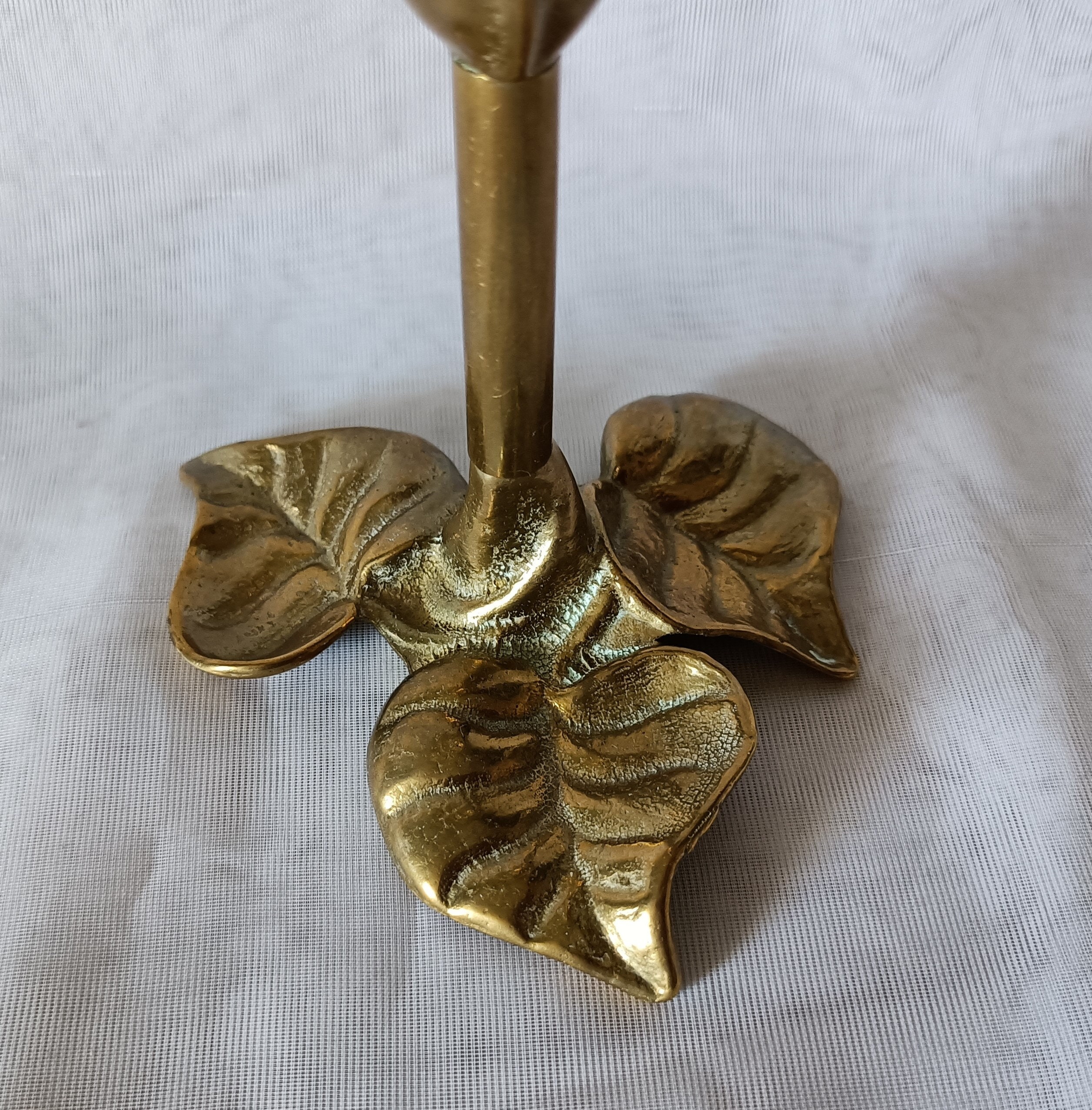 Polished Brass Chamberstick with Wooden Handle