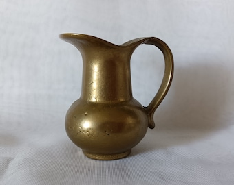 Vintage Brass Jug, Small Antique Vase, Mid-Century Decor