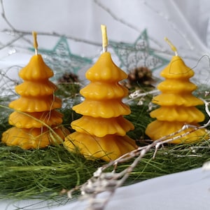 Set of 3 Beeswax Christmas Tree Candles, Christmas Gift, Christmas Decoration, 100% Pure & Eco-friendly Beeswax Candles