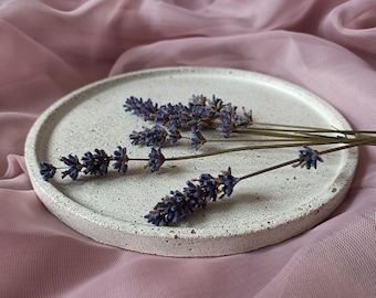 Round Concrete Tray, Decorative Tray, Catchall Tray, 16cm Display Tray, Minimalistic Concrete Decor, Bathroom Tray, Key Dish