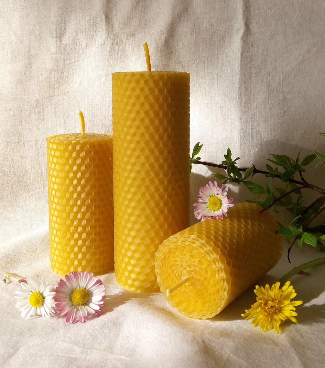  Bee Hive Candles 100% Pure Beeswax Pillar Candle (2 x 4) :  Home & Kitchen