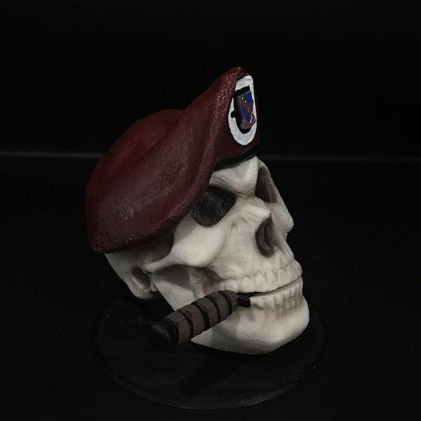 BADAZZ SKULLZ, mini skull, Maroon Beret, Airborne, Ranger, Special Forces, sfab, or JTAC "Death from Above" custom Skull.