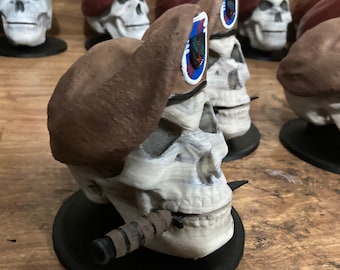 Hand Painted "Death from Above" Skull with Beret & Knife
