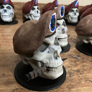 Hand Painted "Death from Above" Skull with Beret & Knife