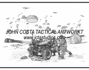 Airborne Howitzer Mission Art Print: Military Wall Decor