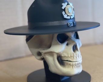 Coast Guard Company Commander /  Drill Instructor Skull 3D Printed and hand painted.